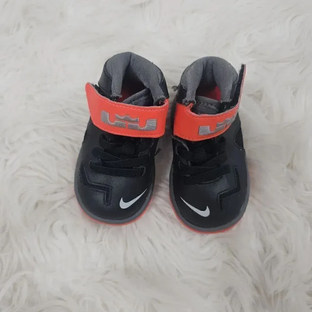 Nike Lebron Soldier VII Shoes Infant Toddler 4C Black Red Bred Basketball Mid